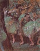 Edgar Degas ballerina wear green dress oil on canvas